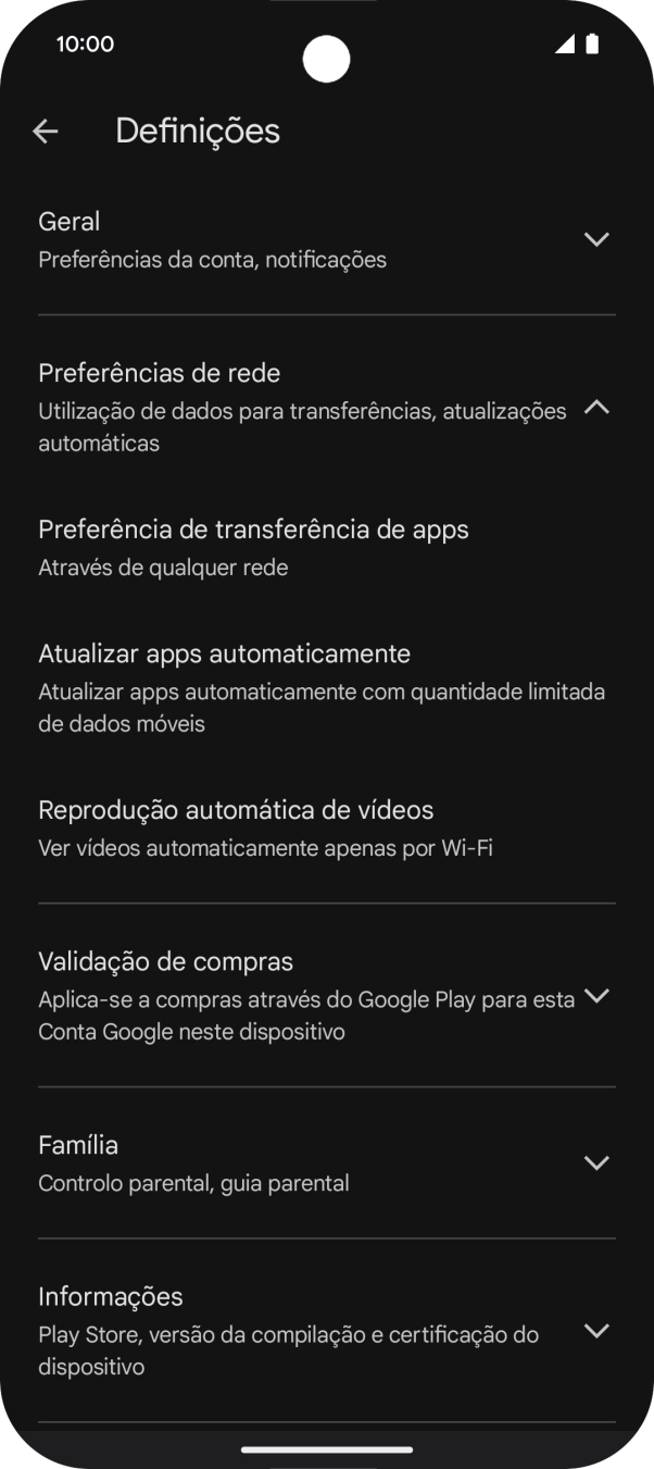 Prima Atualizar apps automaticamente.