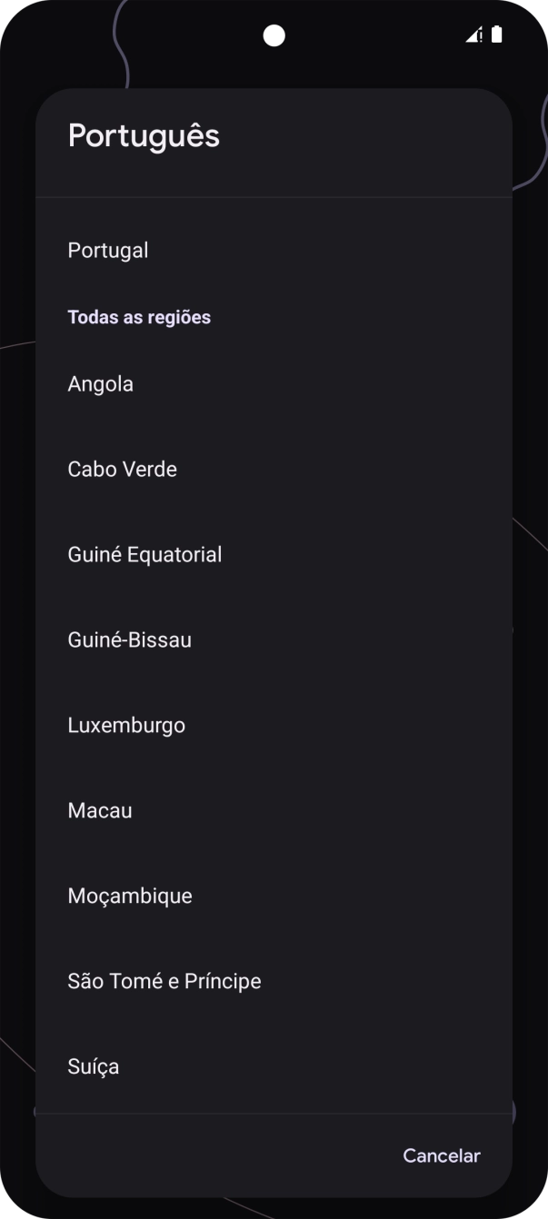 Prima a área ou país pretendido.