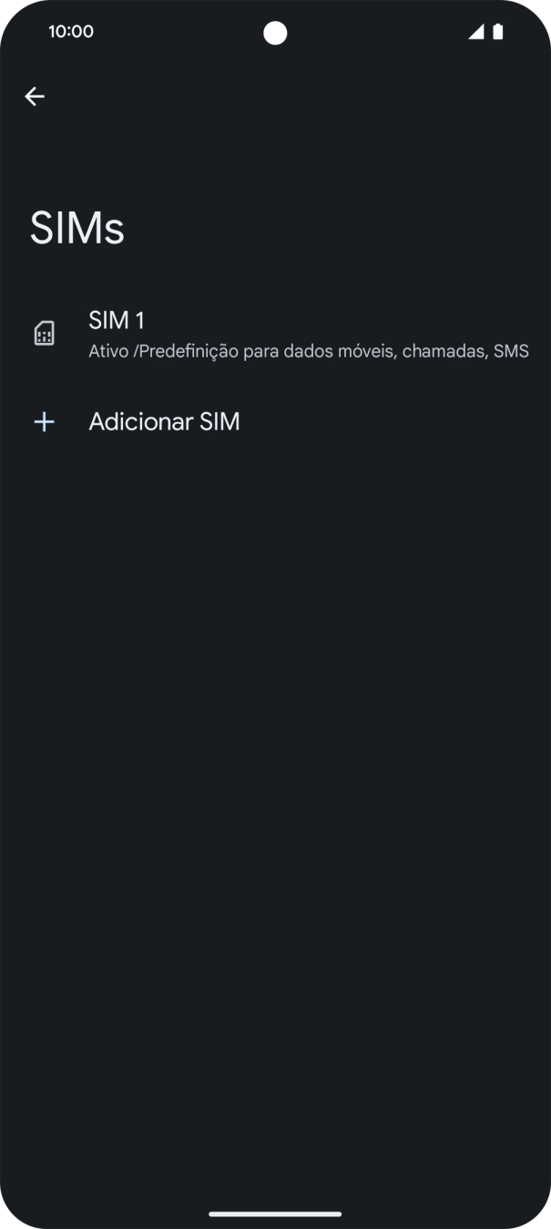 Prima o nome do cartão SIM.