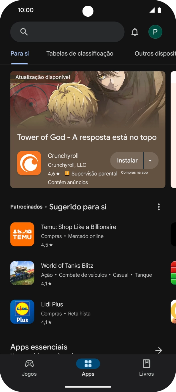 Prima a caixa de pesquisa.