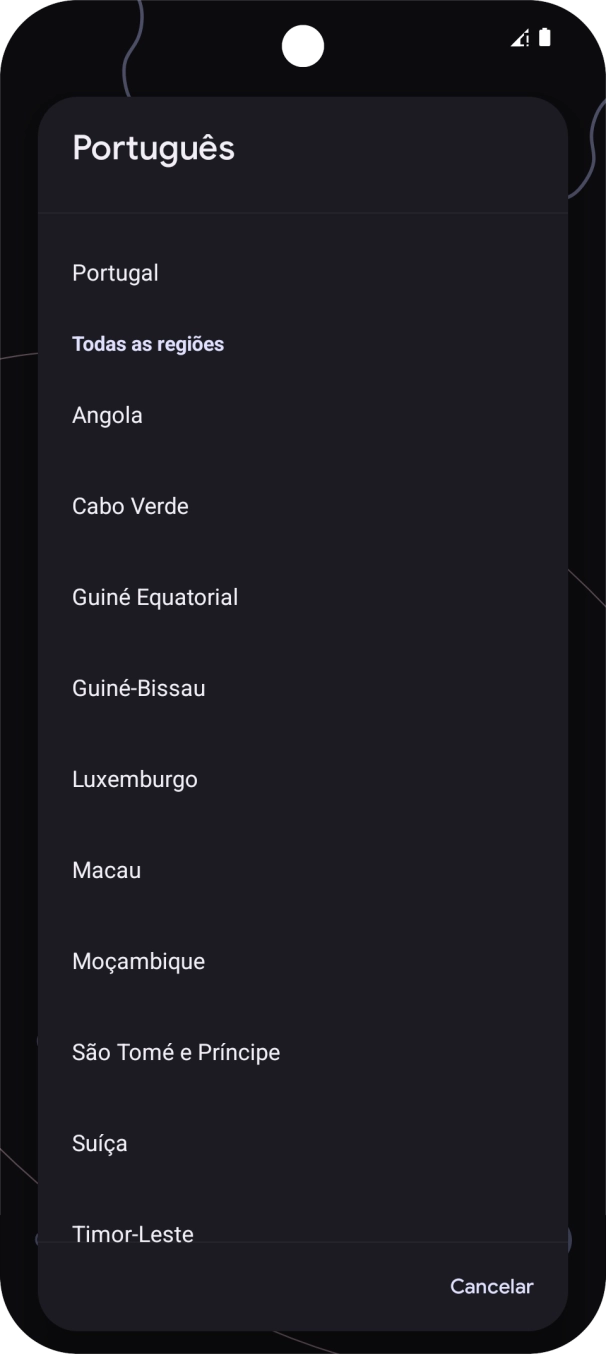 Prima a área ou país pretendido.