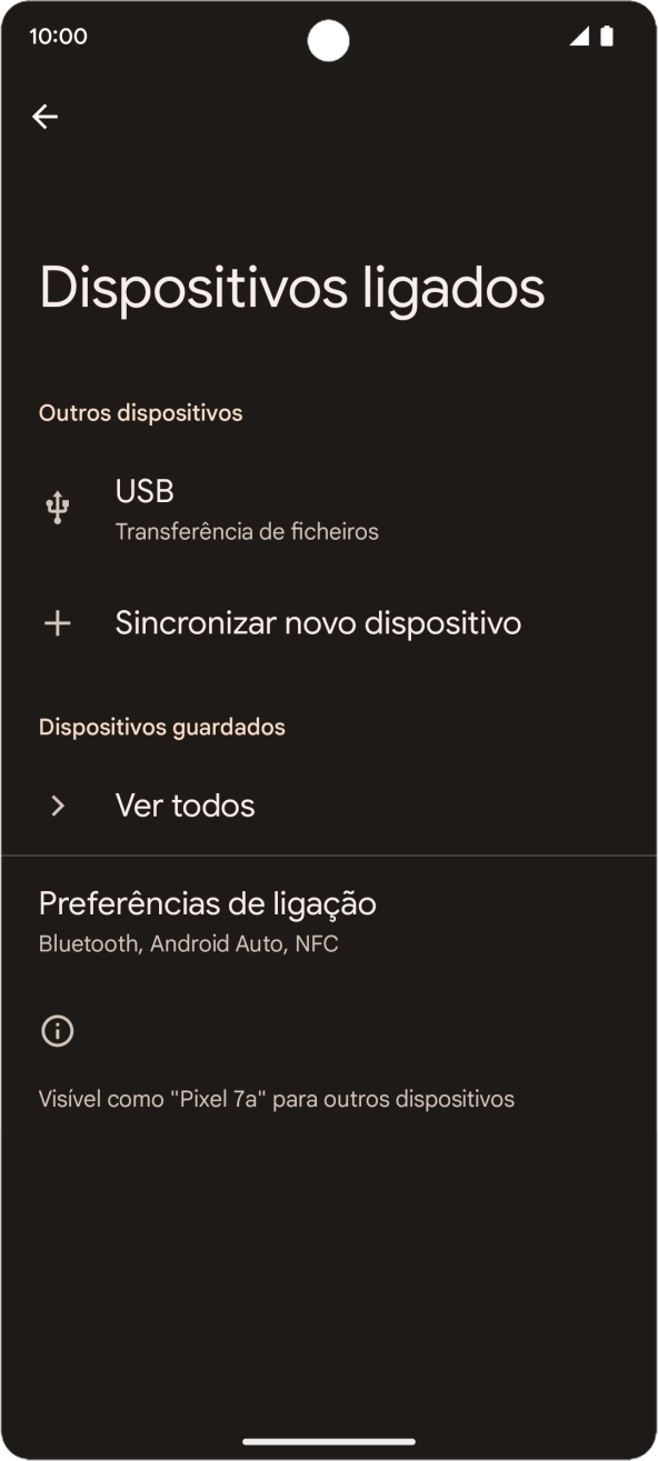 Prima Sincronizar novo dispositivo.