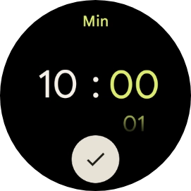 Deslize o dedo para cima ou para baixo no ecrã, para definir a hora pretendida.