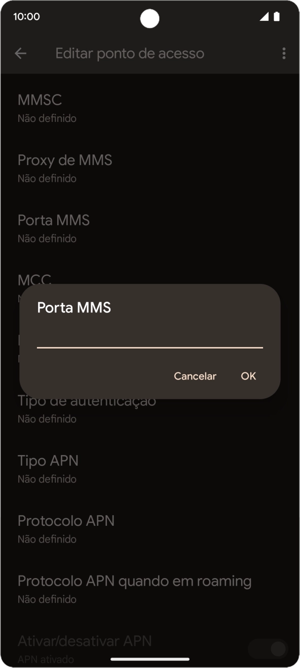 Introduza 80 e prima OK.
