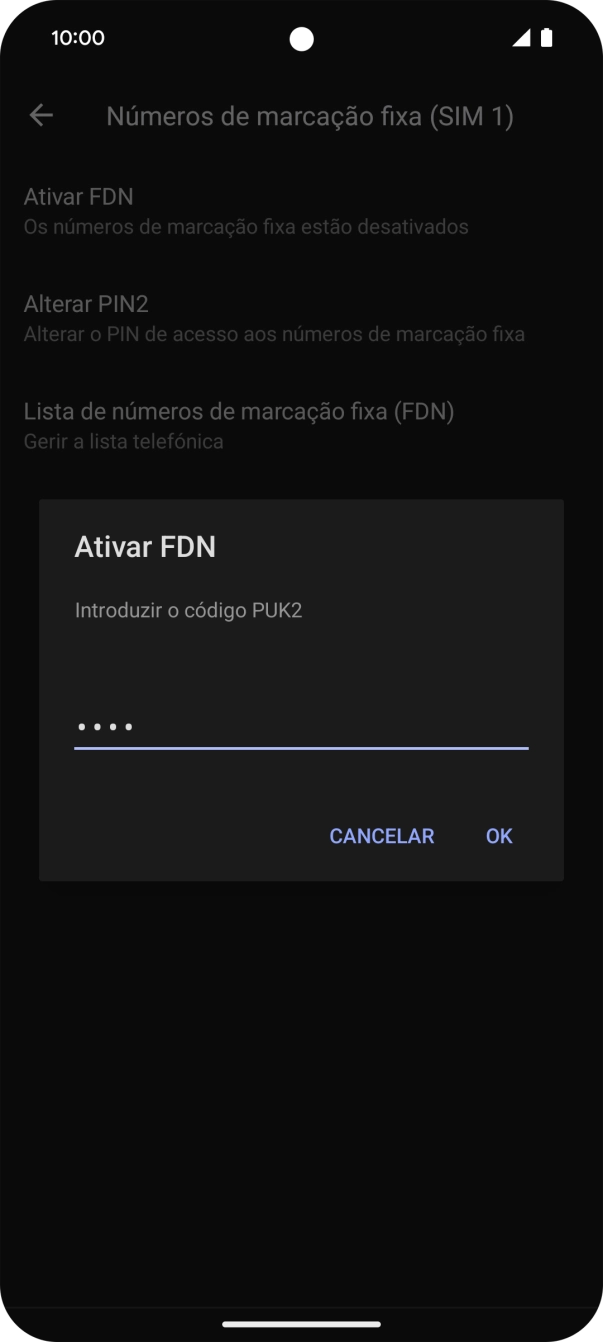 Introduza o código PIN2 e prima OK.