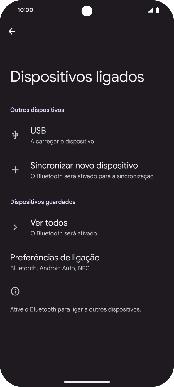 Prima Sincronizar novo dispositivo.