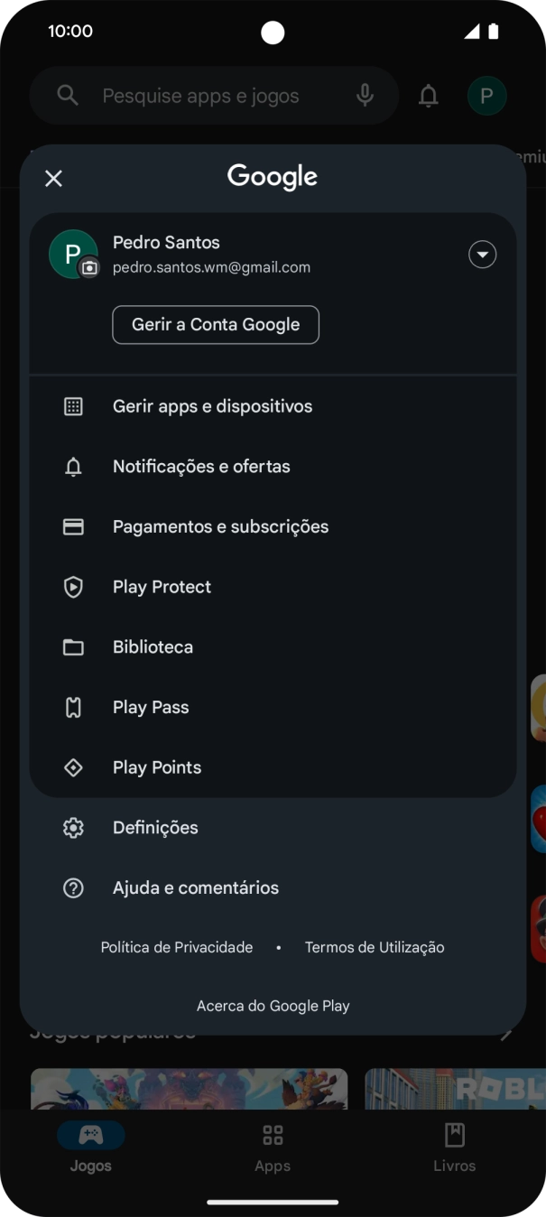 Prima Gerir apps e dispositivos.