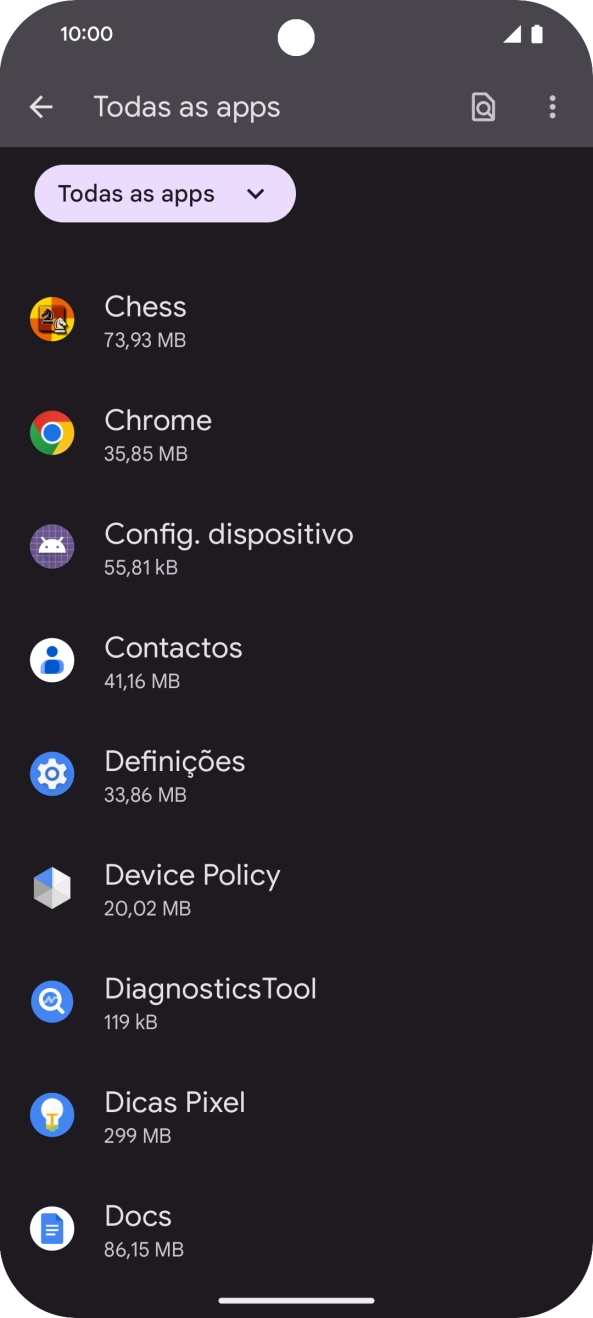 Prima a app pretendida.