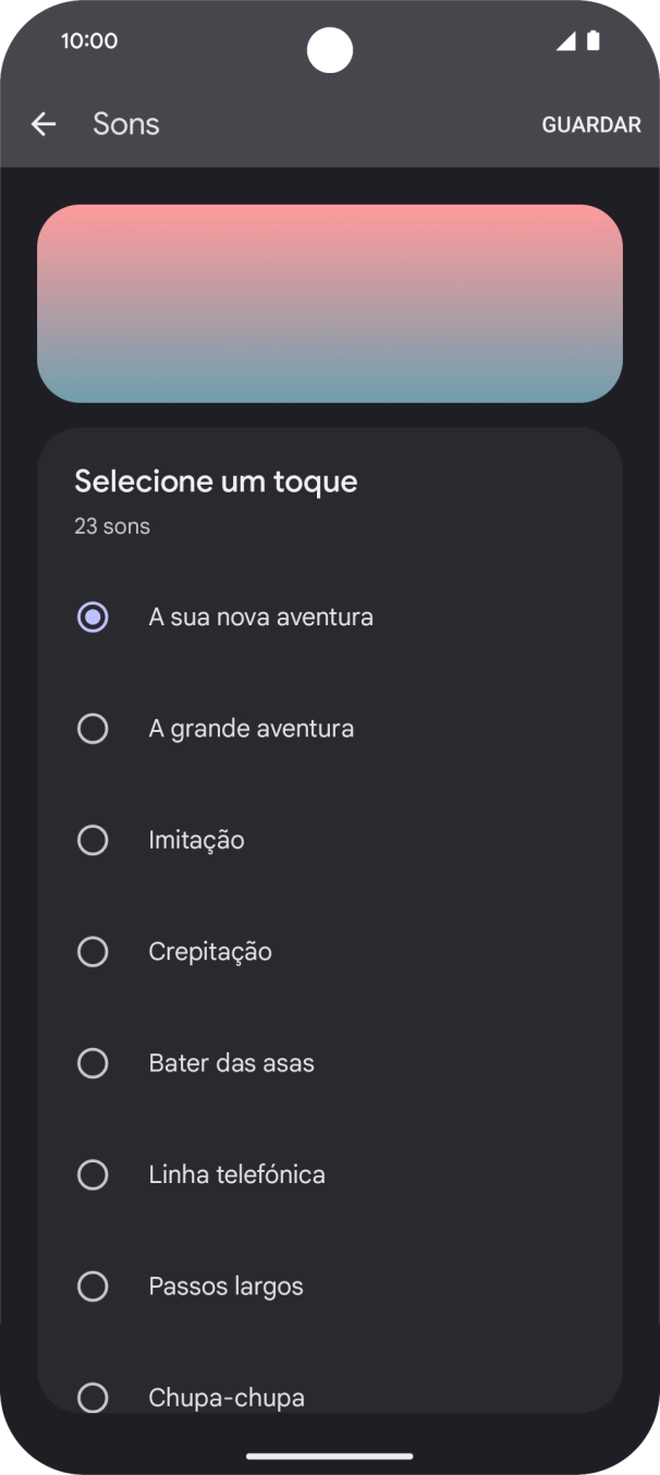 Prima os tons de toque pretendidos para os ouvir.