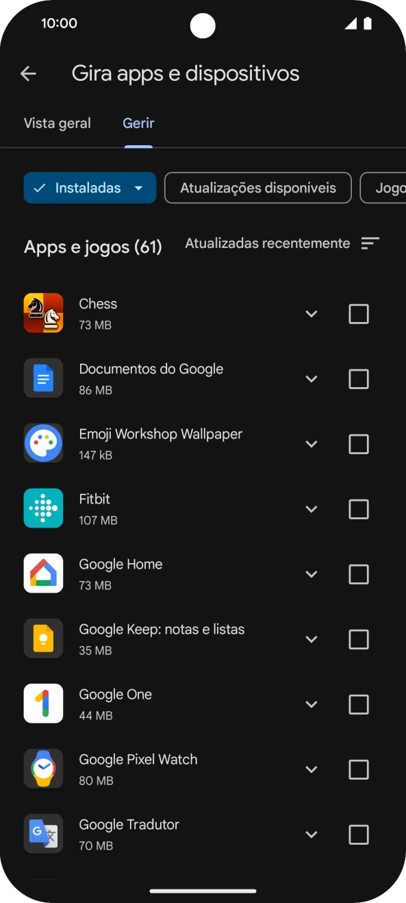 Prima a app pretendida.
