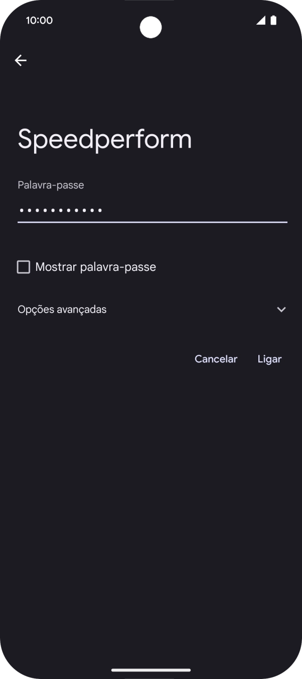 Introduza a password da rede Wi-Fi e prima Ligar.
