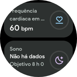 A sua pulsação é mostrada sob Frequência cardíaca em ....