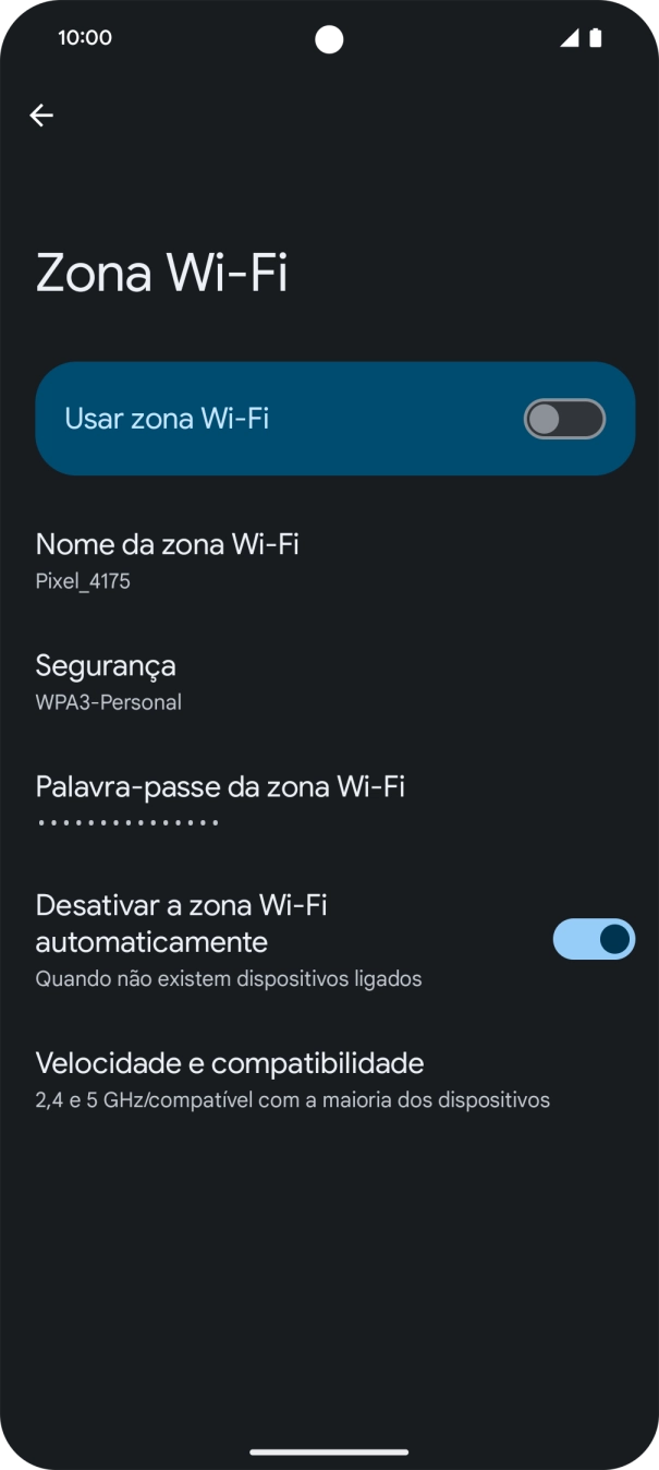 Prima Palavra-passe da zona Wi-Fi e introduza a password pretendida.