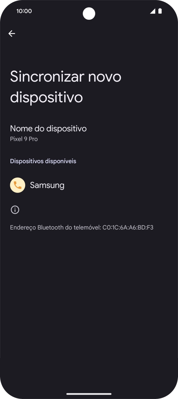 Prima o dispositivo Bluetooth pretendido e siga as indicações no ecrã para emparelhar o dispositivo pretendido com o telefone.