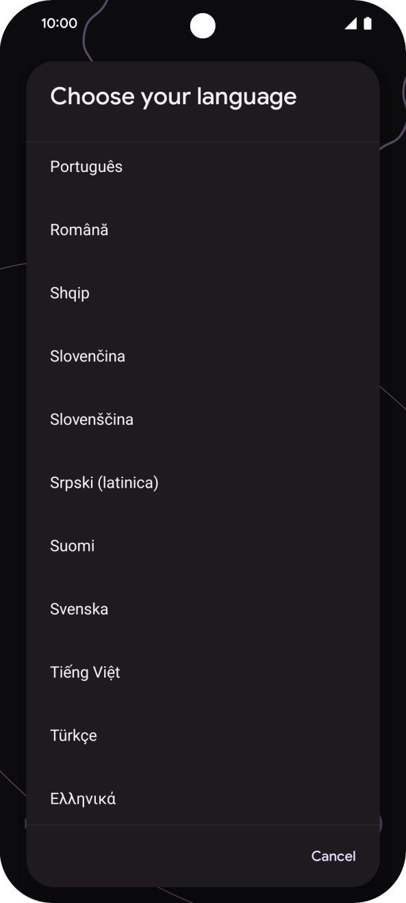 Prima o idioma pretendido.