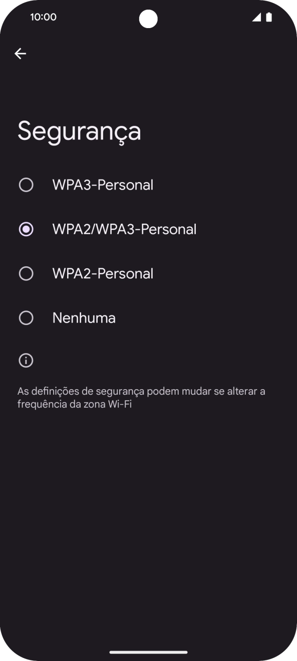Prima WPA3-Personal para proteger o hotspot Wi-Fi com uma password.