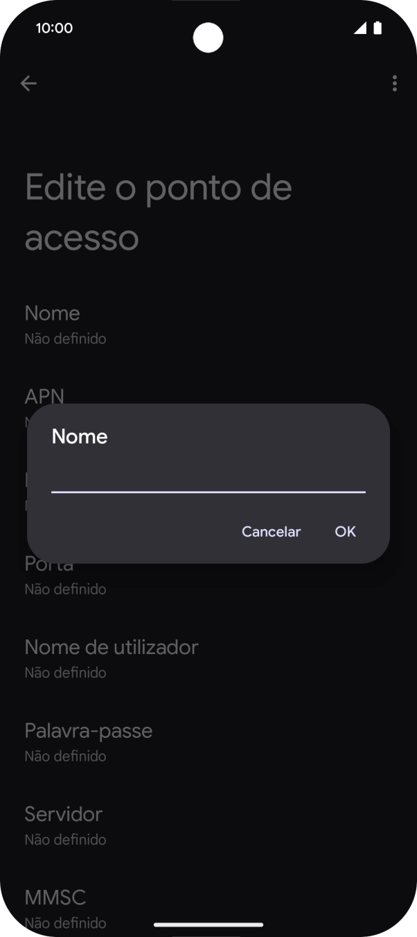 Introduza Vodafone Internet e prima OK.