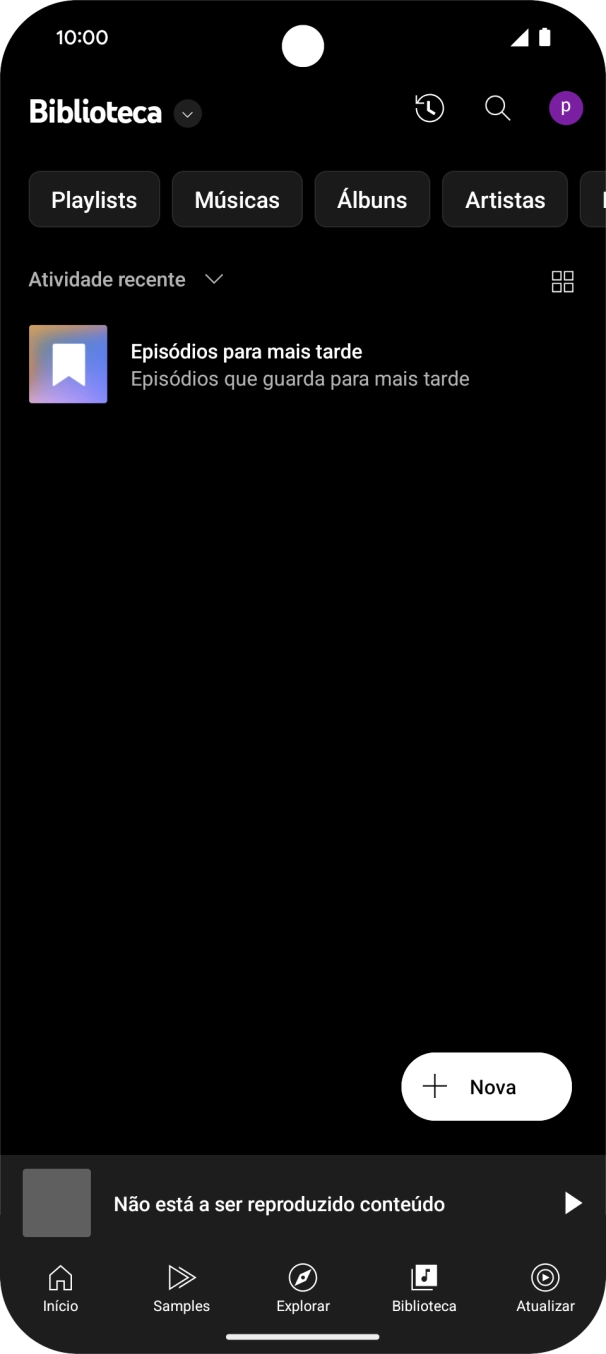 Prima a lista suspensa.