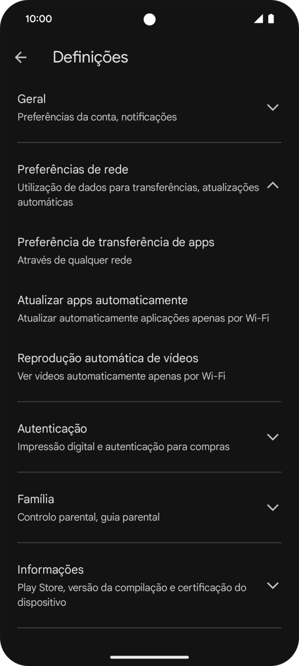 Prima Atualizar apps automaticamente.
