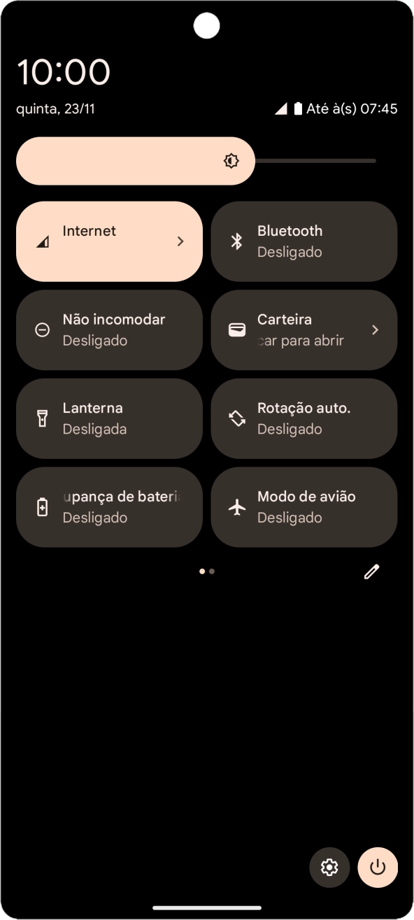 Prima o ícone de definições.