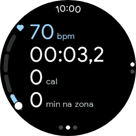Prima o ecrã para alternar entre diferentes visualizações de dados para a atividade em curso.