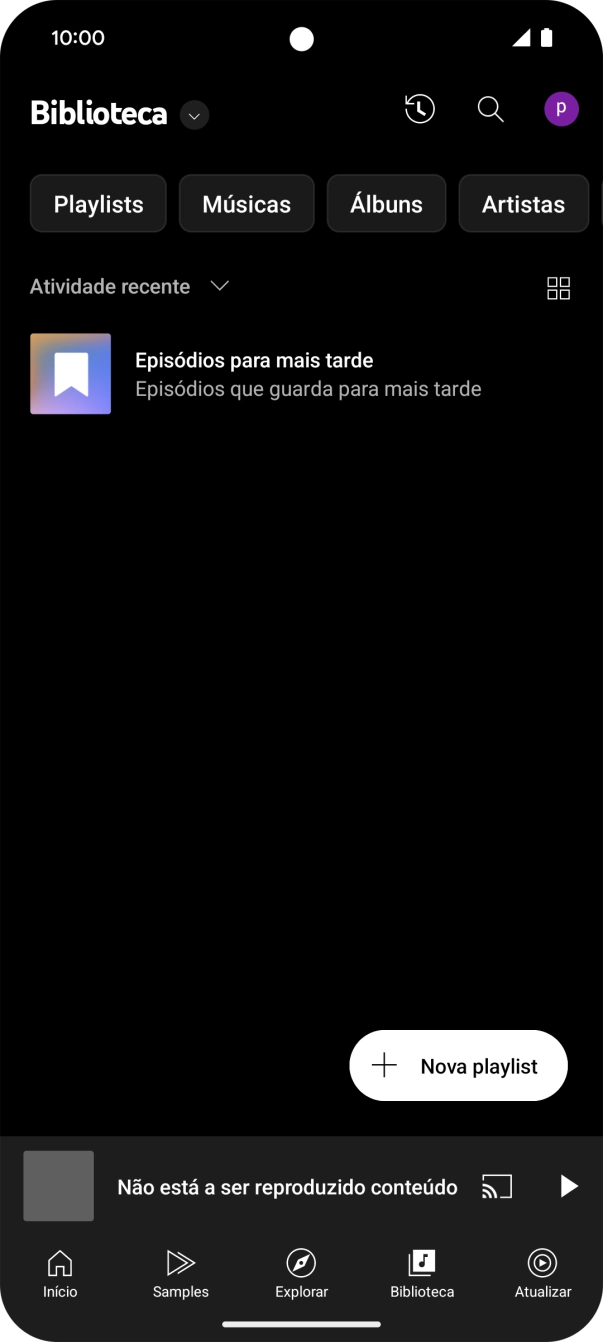 Prima a lista suspensa.