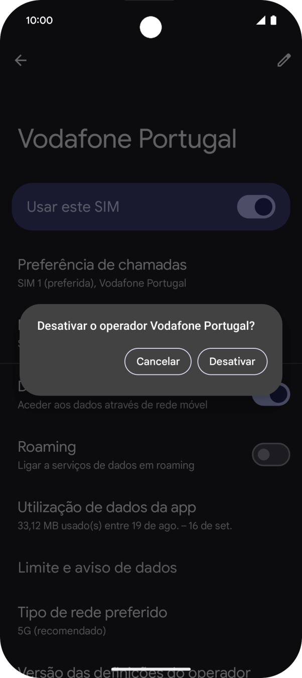Se desativar a utilização do plano, deve premir Desativar.