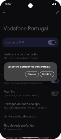 Se desativar a utilização do plano, deve premir Desativar.