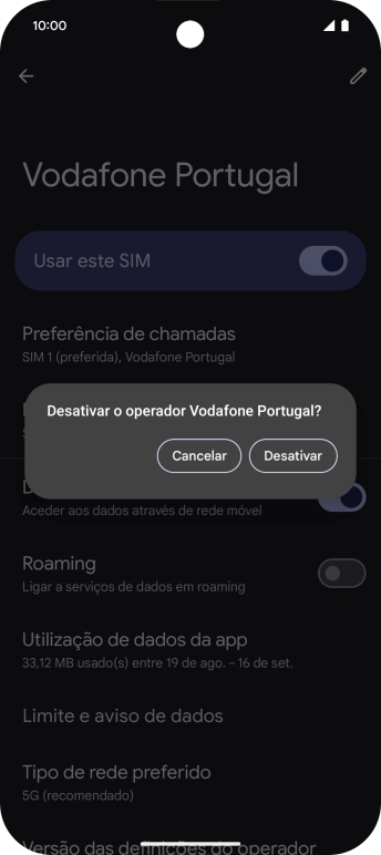 Se desativar a utilização do plano, deve premir Desativar.