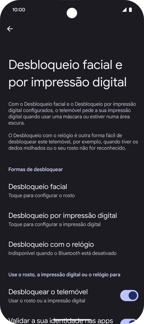 Prima Desbloqueio por impressão digital.
