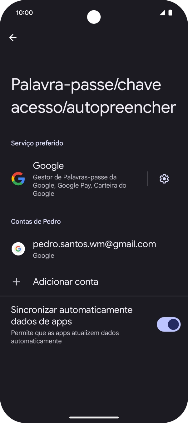 Prima Adicionar conta.