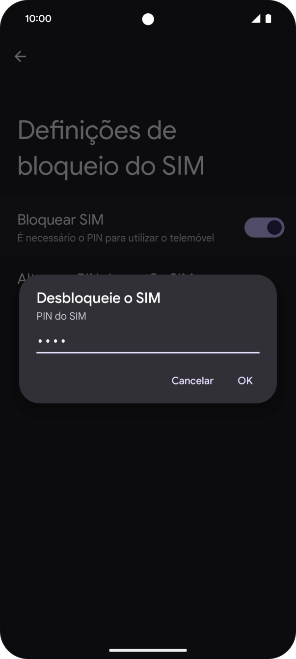 Introduza o seu código PIN e prima OK.