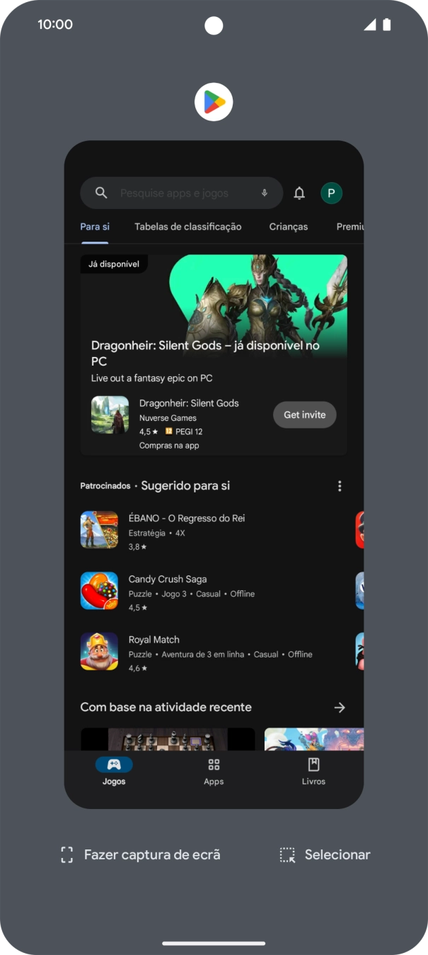 Para terminar uma aplicação em curso, deslize o dedo para cima na aplicação pretendida.