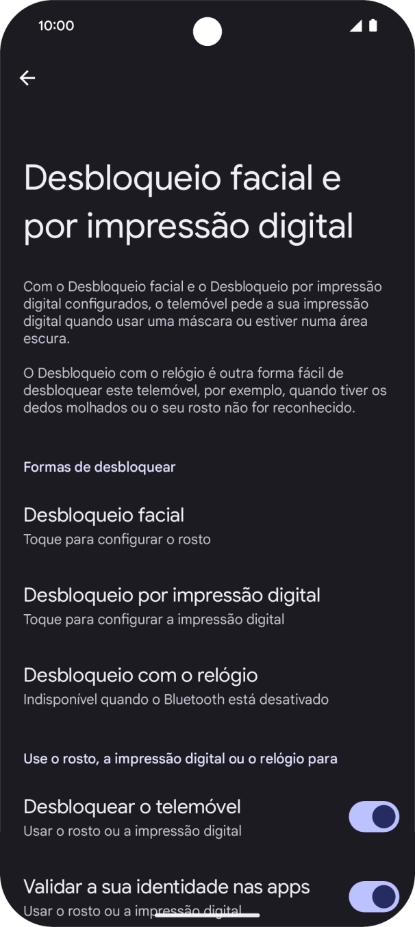 Prima Desbloqueio por impressão digital.