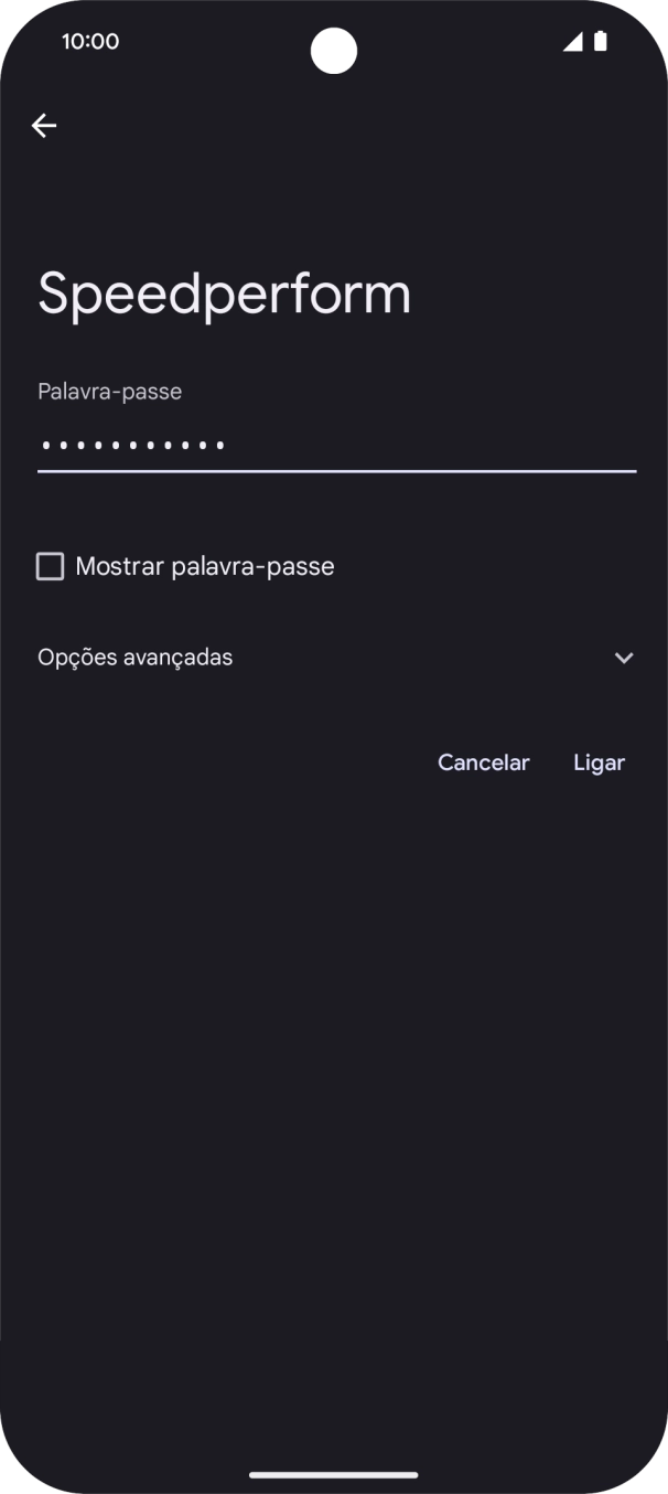 Introduza a password da rede Wi-Fi e prima Ligar.
