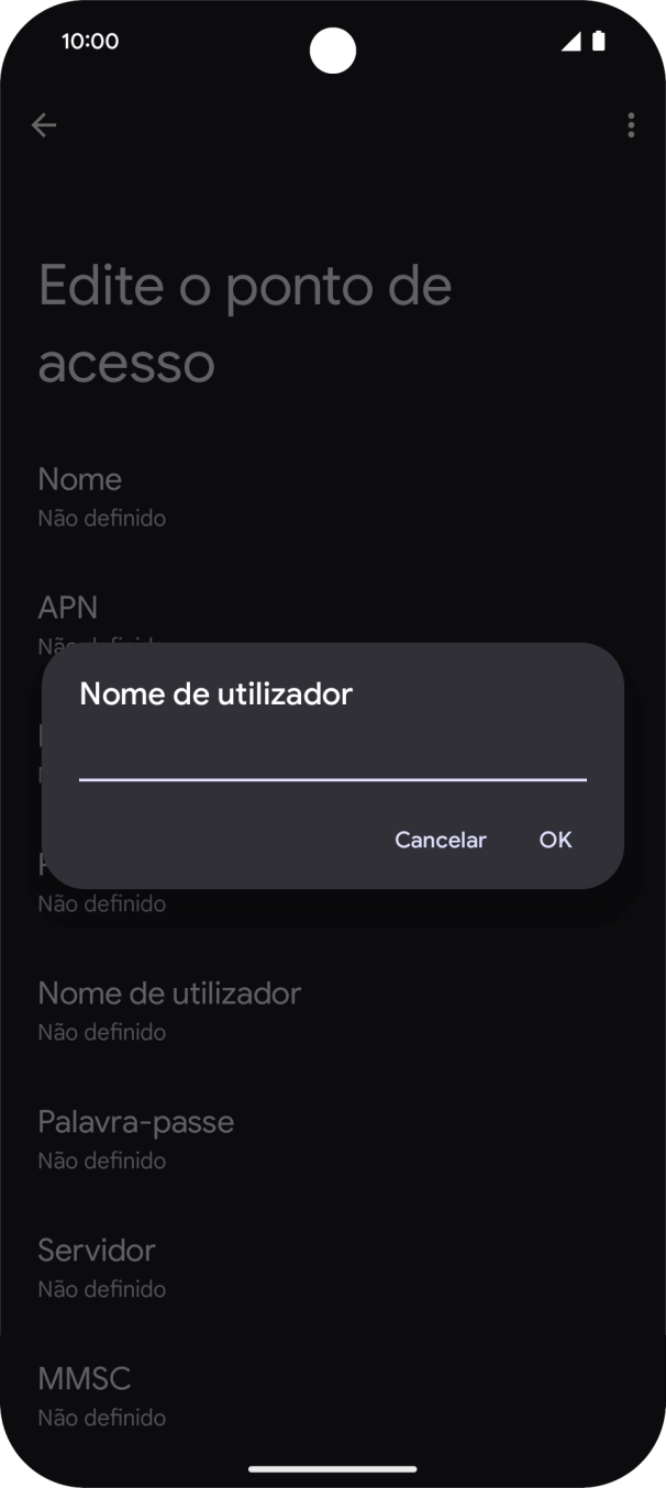 Introduza vodafone e prima OK.