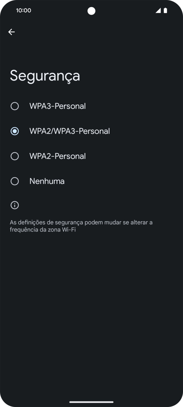 Prima WPA3-Personal para proteger o hotspot Wi-Fi com uma password.