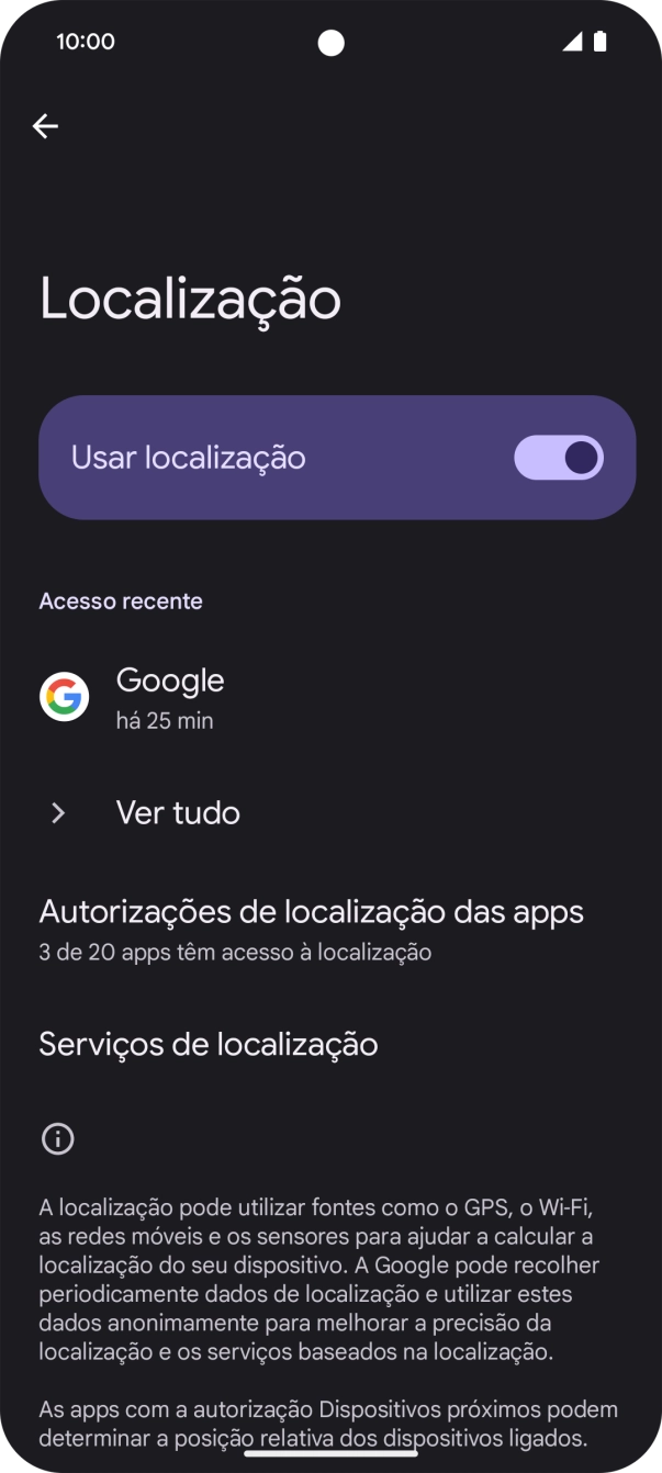 Prima Autorizações de localização das apps.