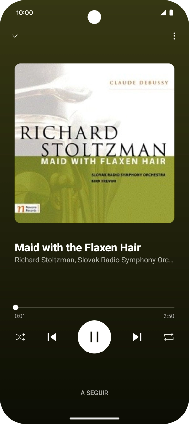 Prima a seta para a direita para ir para o ficheiro de música seguinte.