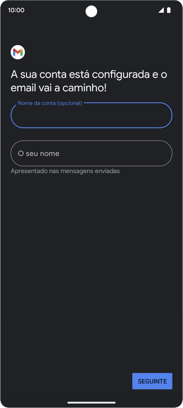 Prima O seu nome e introduza o nome do remetente pretendido.