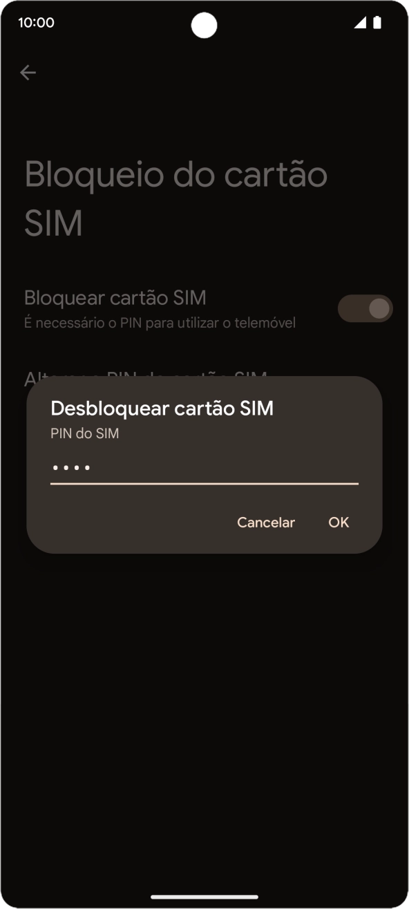 Introduza o seu código PIN e prima OK.