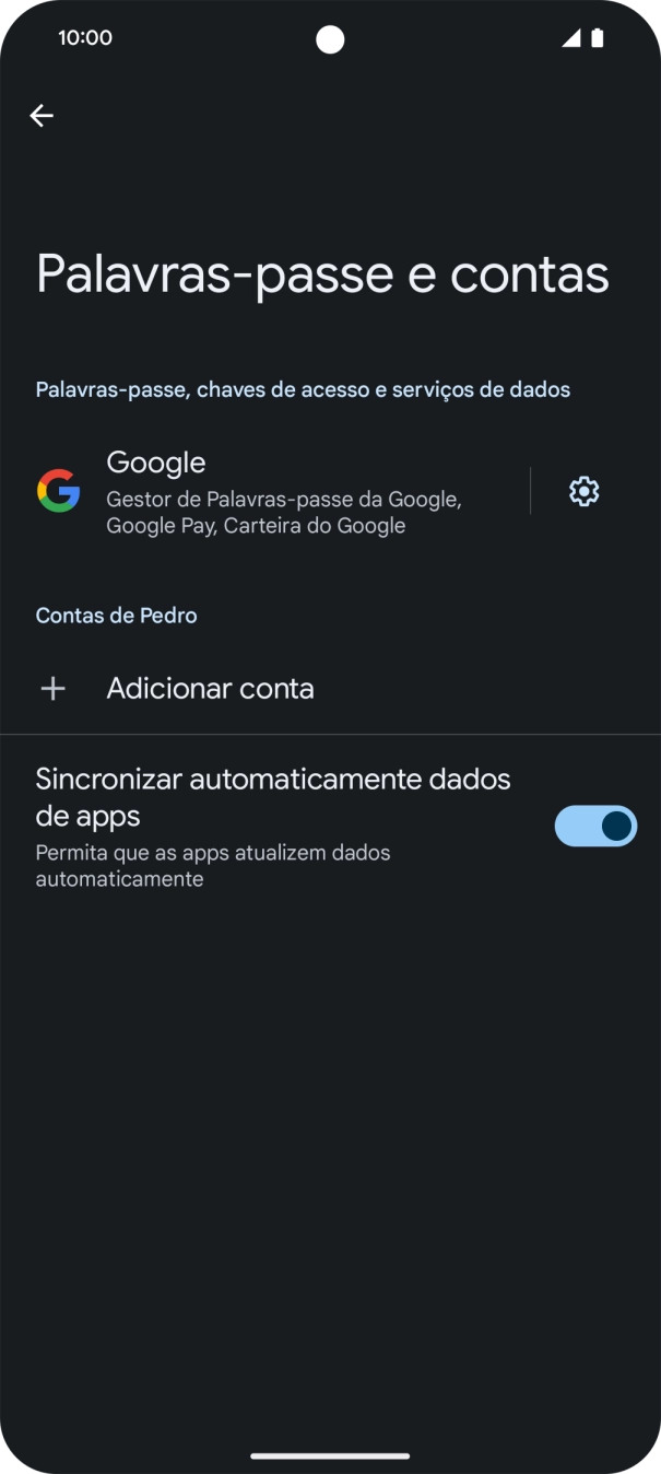 Prima Adicionar conta.