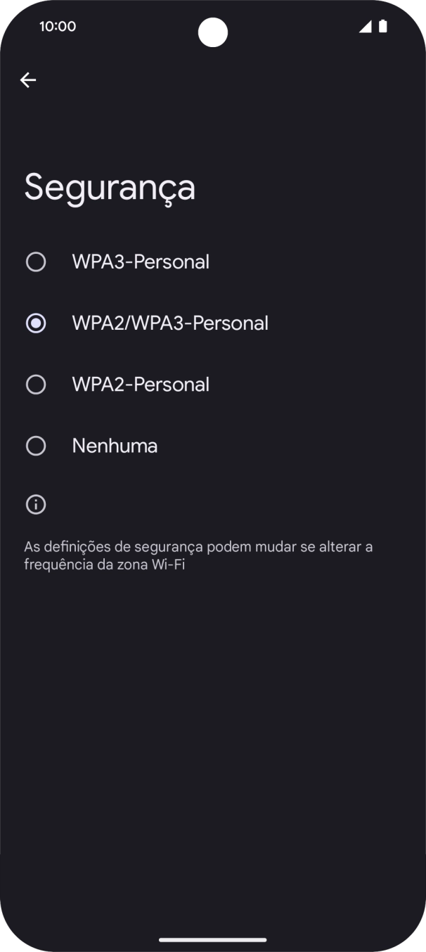 Prima WPA3-Personal para proteger o hotspot Wi-Fi com uma password.