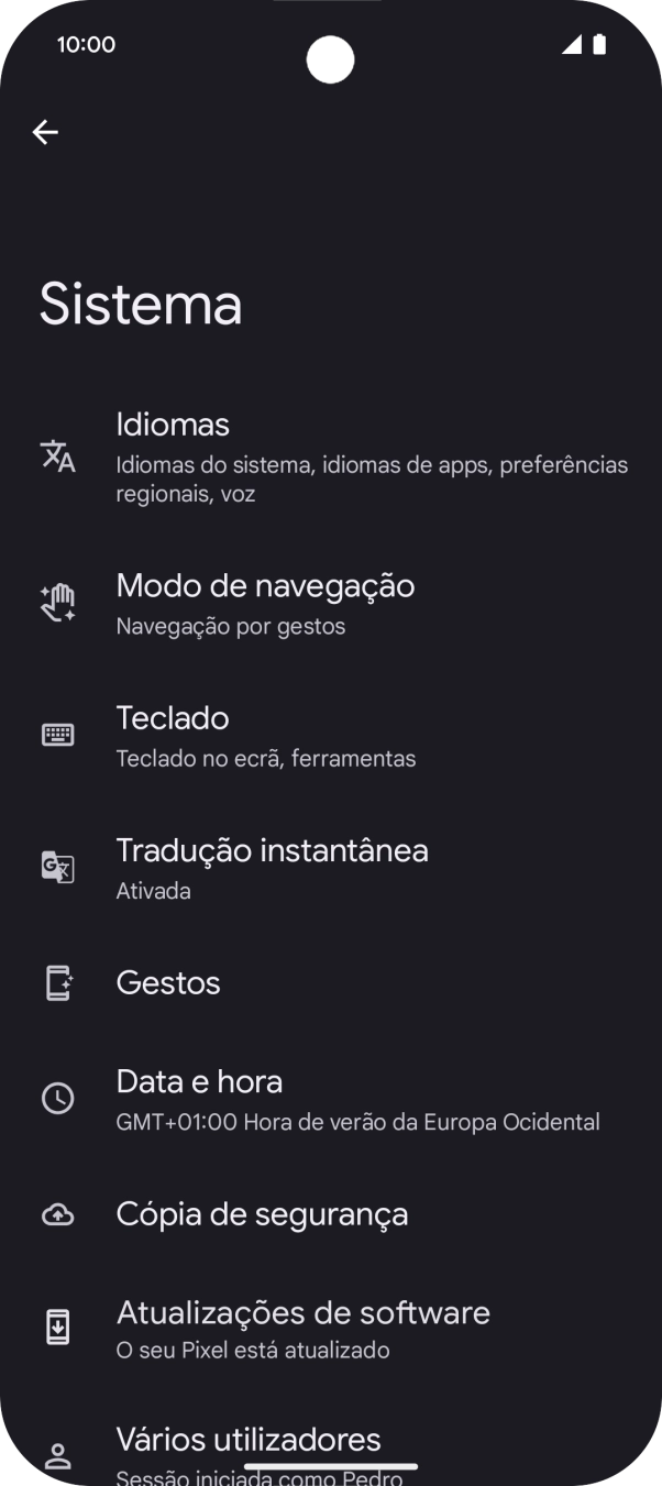 Prima Atualizações de software. Se existir uma nova versão de software disponível, será agora indicado no ecrã. Siga as indicações no ecrã para atualizar o software do telefone.