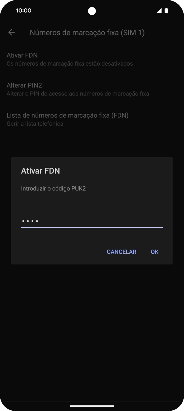 Introduza o código PIN2 e prima OK.