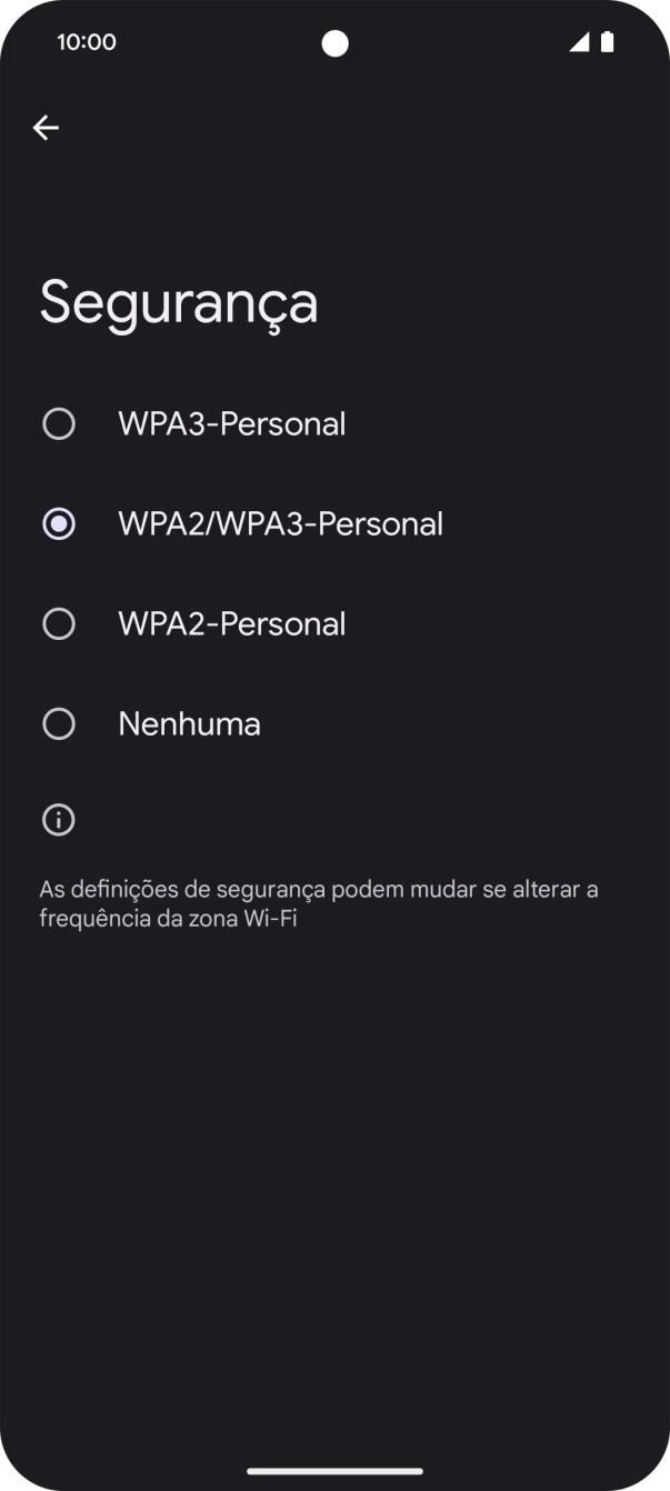Prima WPA3-Personal para proteger o hotspot Wi-Fi com uma password.