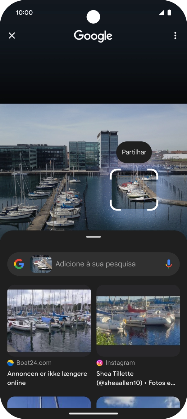 Siga as indicações no ecrã  para utilizar os resultados da pesquisa.