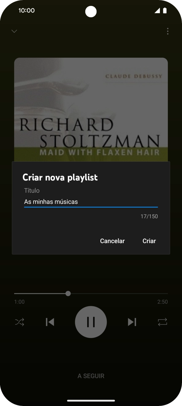 Introduza o nome pretendido para a lista de reprodução e prima Criar.