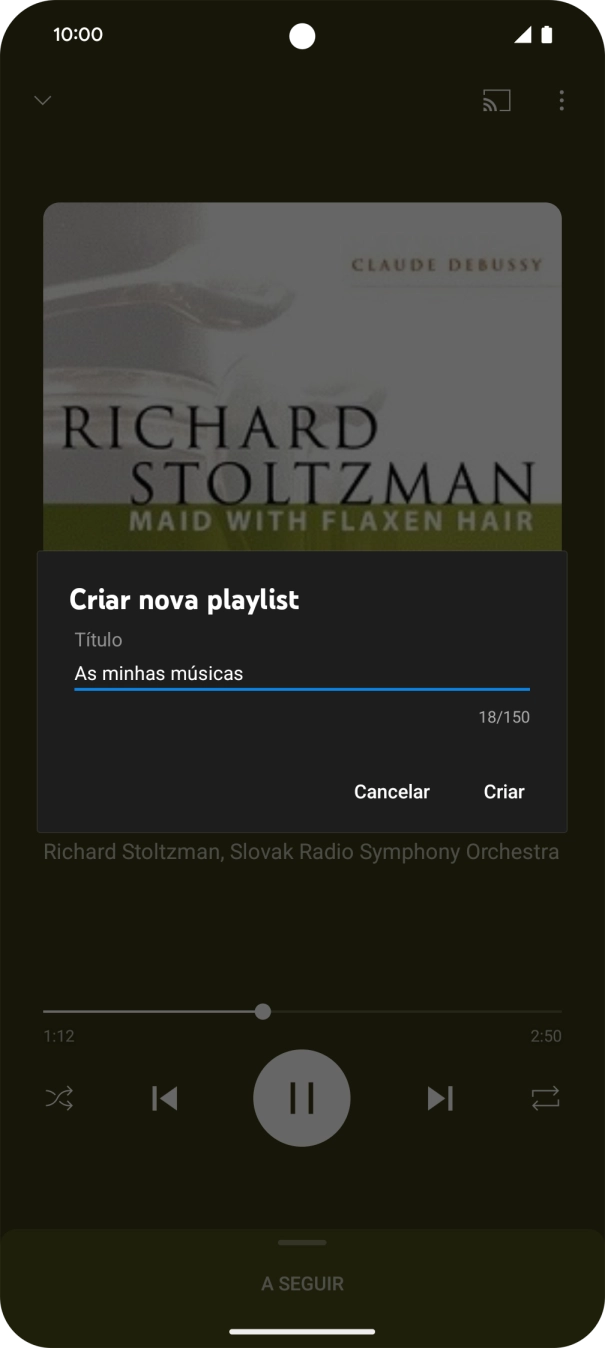 Introduza o nome pretendido para a lista de reprodução e prima Criar.