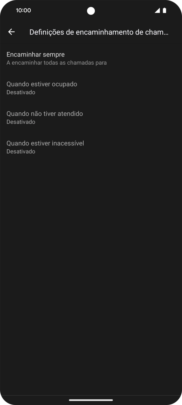 Prima o tipo de desvio pretendido.